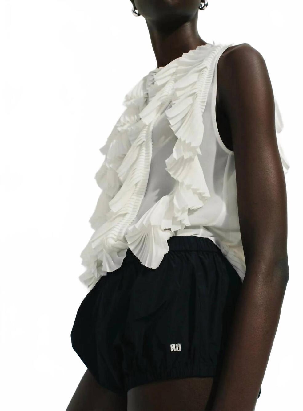 NEW SAINT ART neo organza pleated top in off white